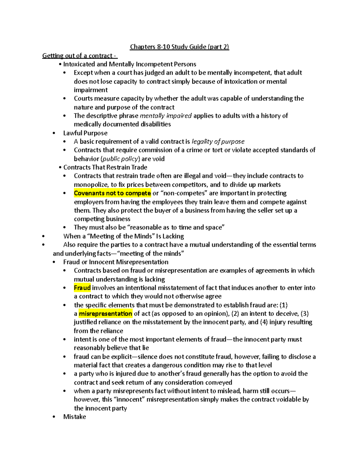 LEGL 2700 Exam 2 SG Part 2 - Chapters 8-10 Study Guide (part 2) Getting ...