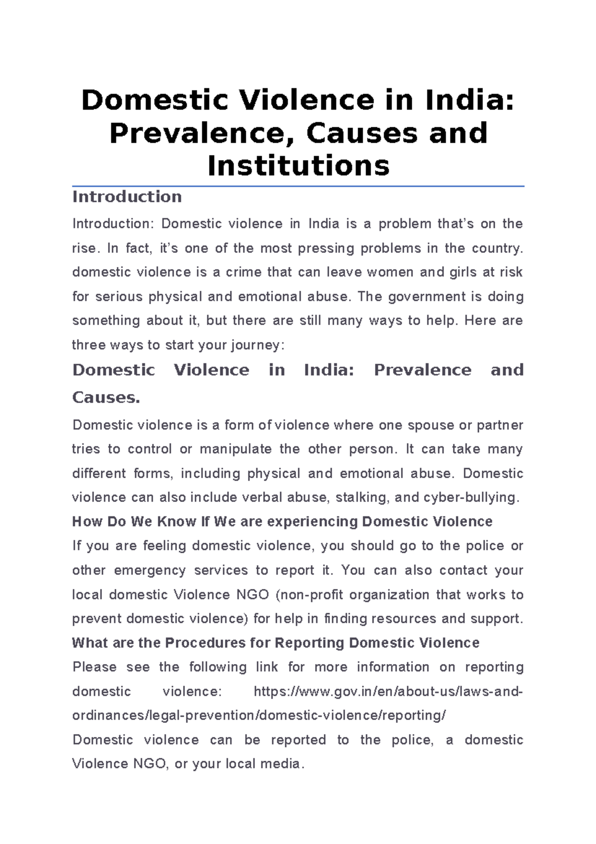 domestic violence in india research paper