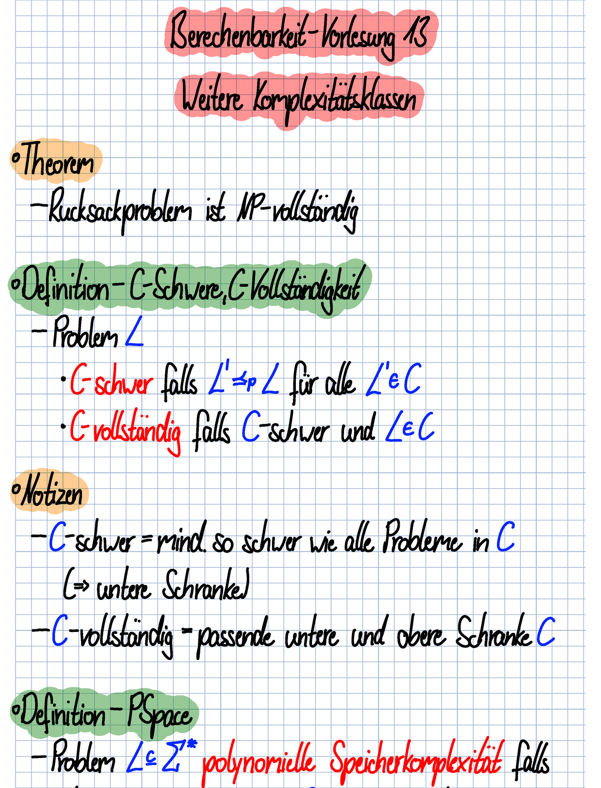 Berechenbarkeit-Vorlesung 13 - Berechenbarkeit ####### Vorlesung 13 ...