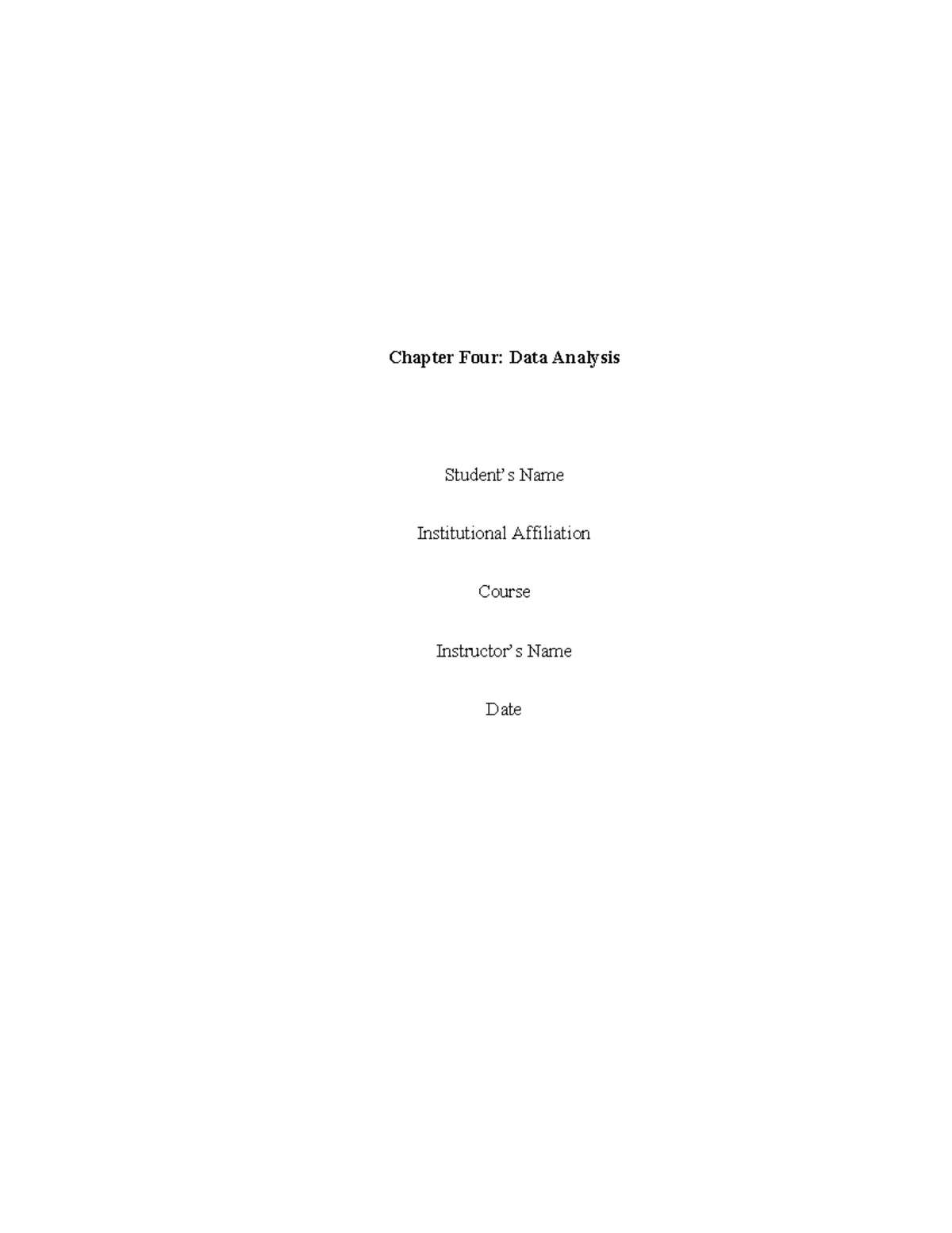 chapter four study - Chapter Four: Data Analysis Student’s Name ...