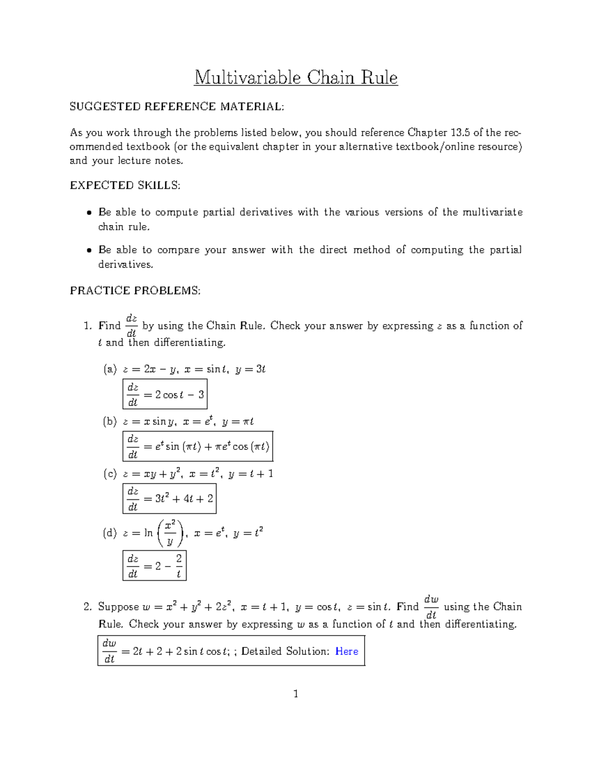 Homework 13 - Multivariable Chain Rule SUGGESTED REFERENCE MATERIAL: As ...