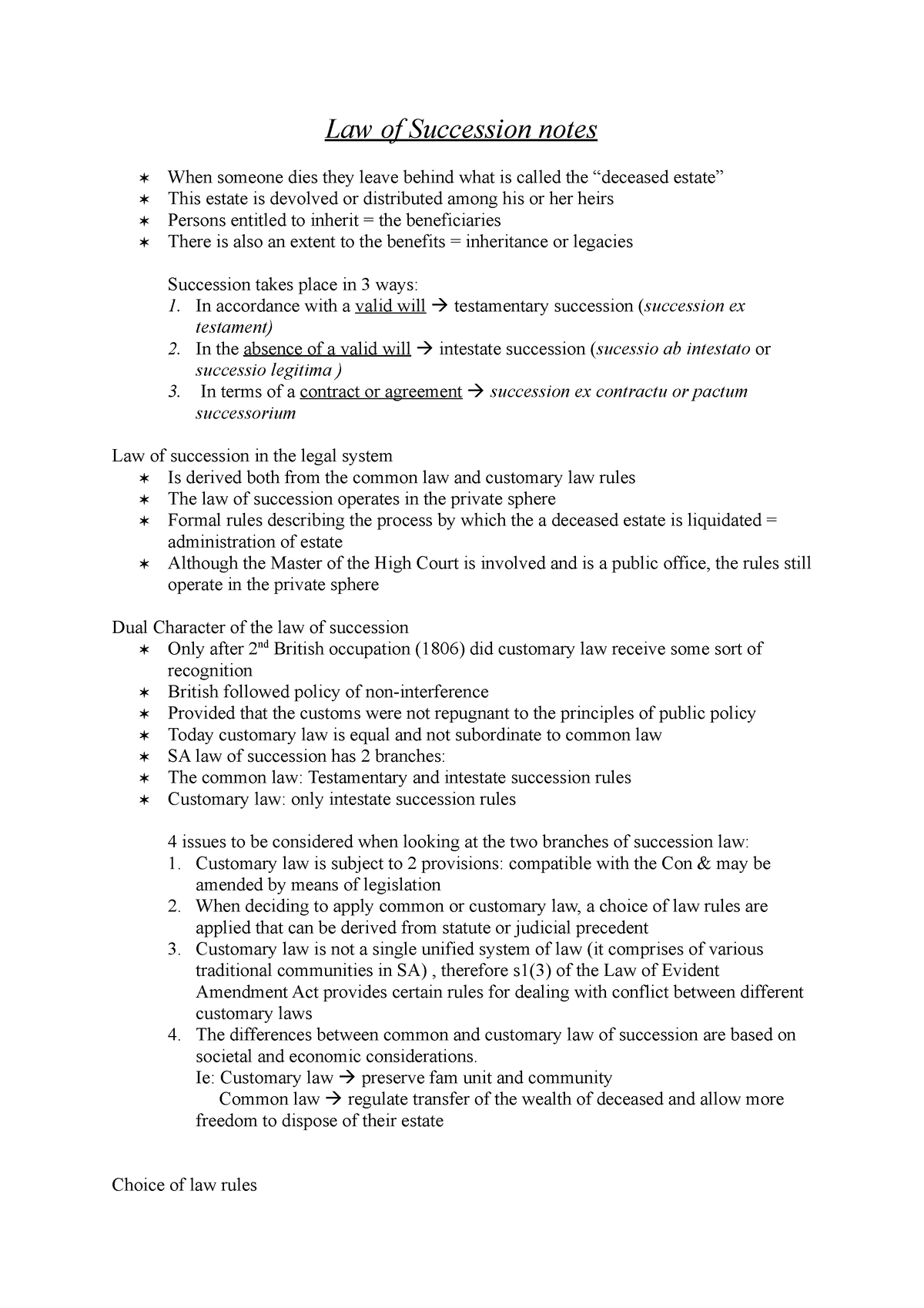 law-of-succession-notes-in-accordance-with-a-valid-will-testamentary