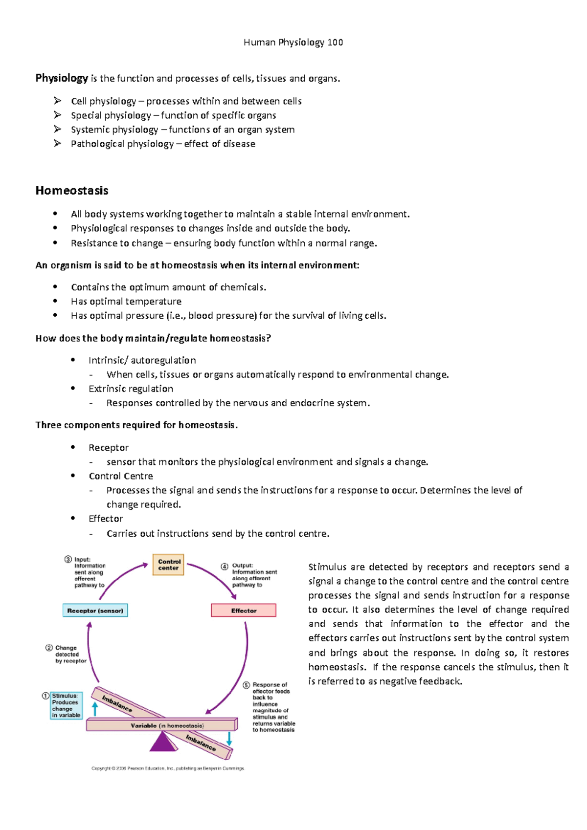 Wk 1 - Homeostasis and cell - Physiology is the function and processes ...