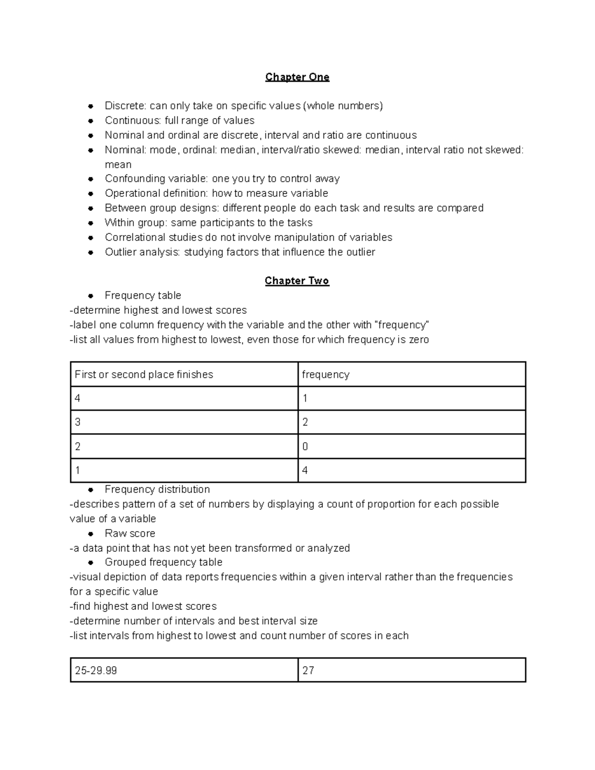 Psyc 315 final notes - Chapter One Discrete: can only take on specific ...