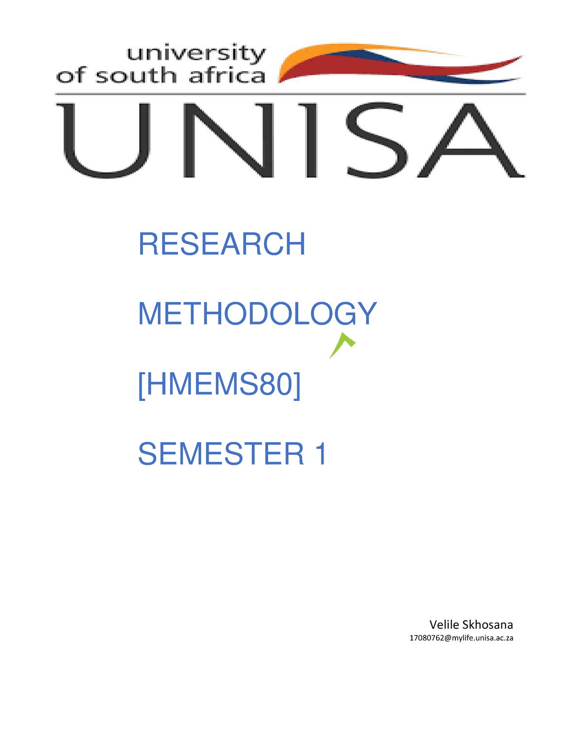 Assignment 1 Marked With feedback - RESEARCH METHODOLOGY [HMEMS80 ...