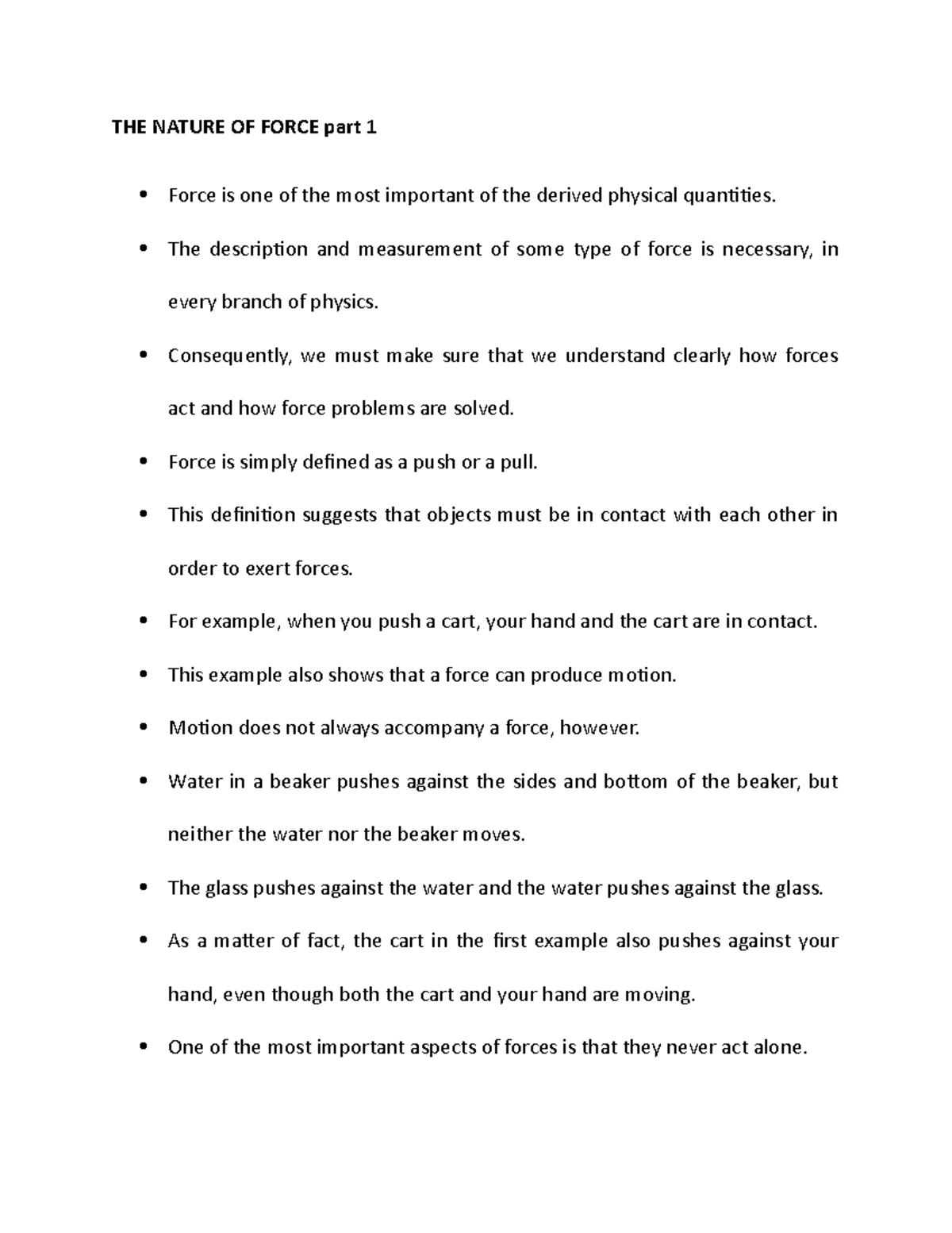 THE Nature OF Force part 1 - THE NATURE OF FORCE part 1 Force is one of ...