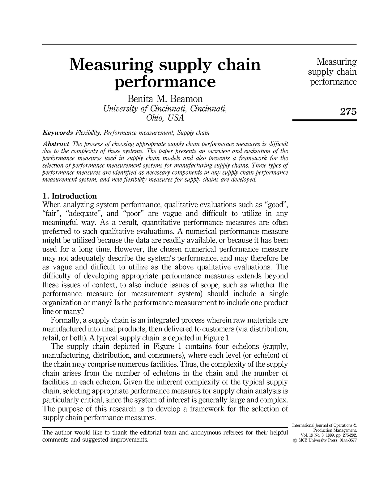 Pengukuran Kinerja Rantai Pasok - Measuring Supply Chain Performance ...