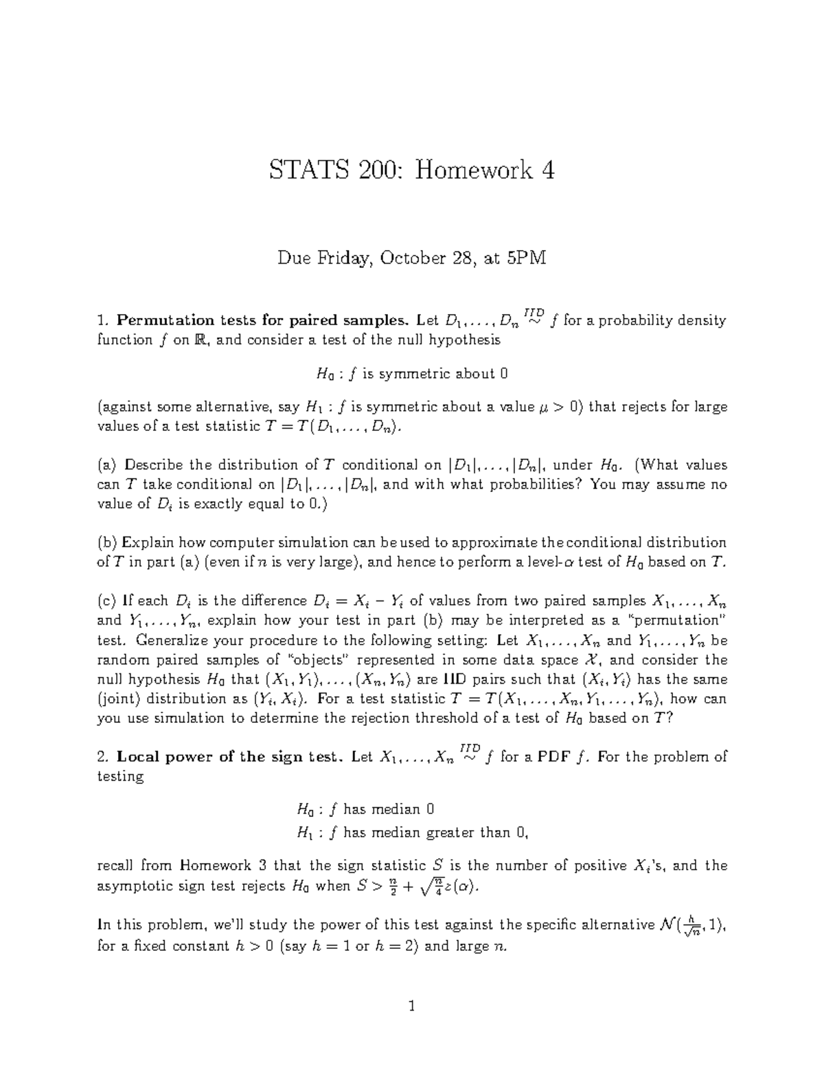 Hw04 - homework 4 - STATS 200: Homework 4 Due Friday, October 28, at ...