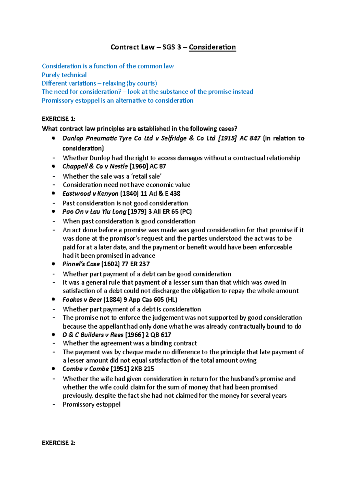 Contract Law - Consideration - Contract Law – SGS 3 – Consideration ...