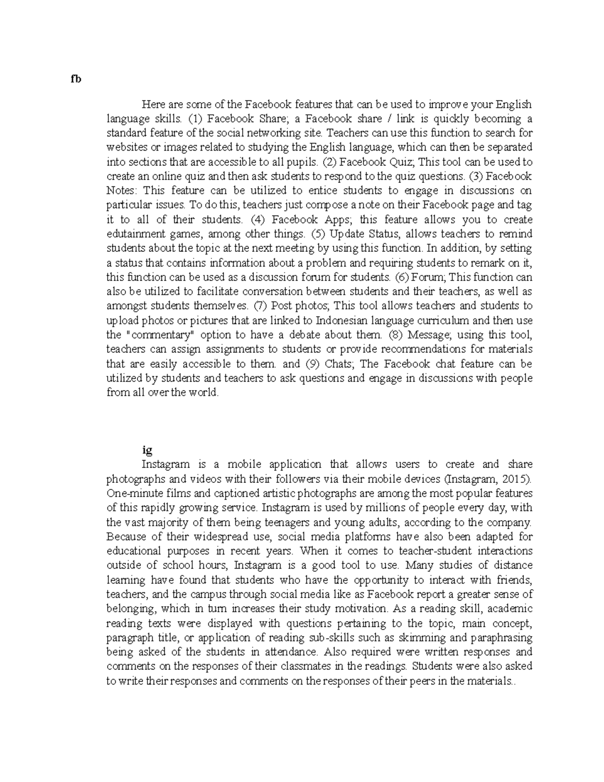 literature review fb Here are some of the Facebook features that can