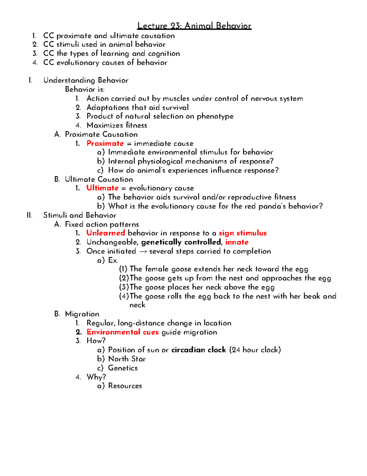 Biology Chapter 23 Animal Behavior Lecture 23 Animal Behavior CC
