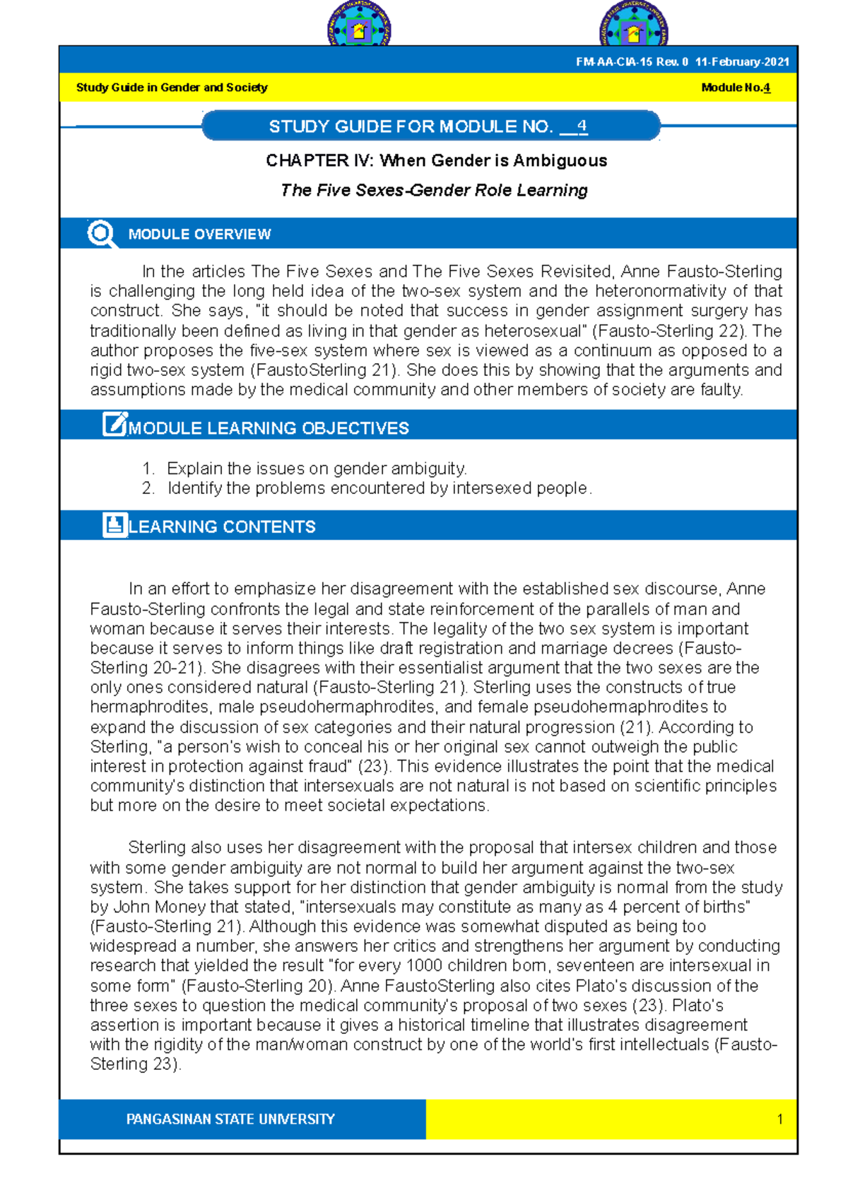 GEE2-Module-4 The-Five-Sexes-Gender-Learning - 4 CHAPTER IV: When ...