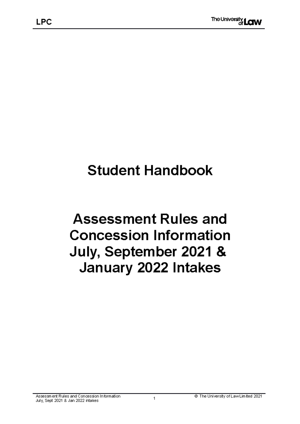 Assessment and concession rules 202122 Student Handbook Assessment