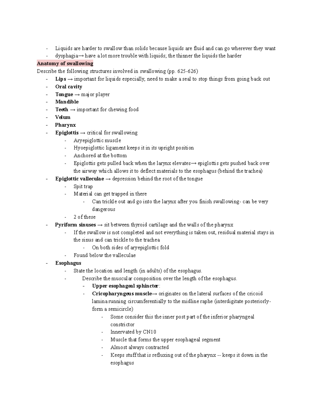 Swallowing - lecture note - Liquids are harder to swallow than solids ...