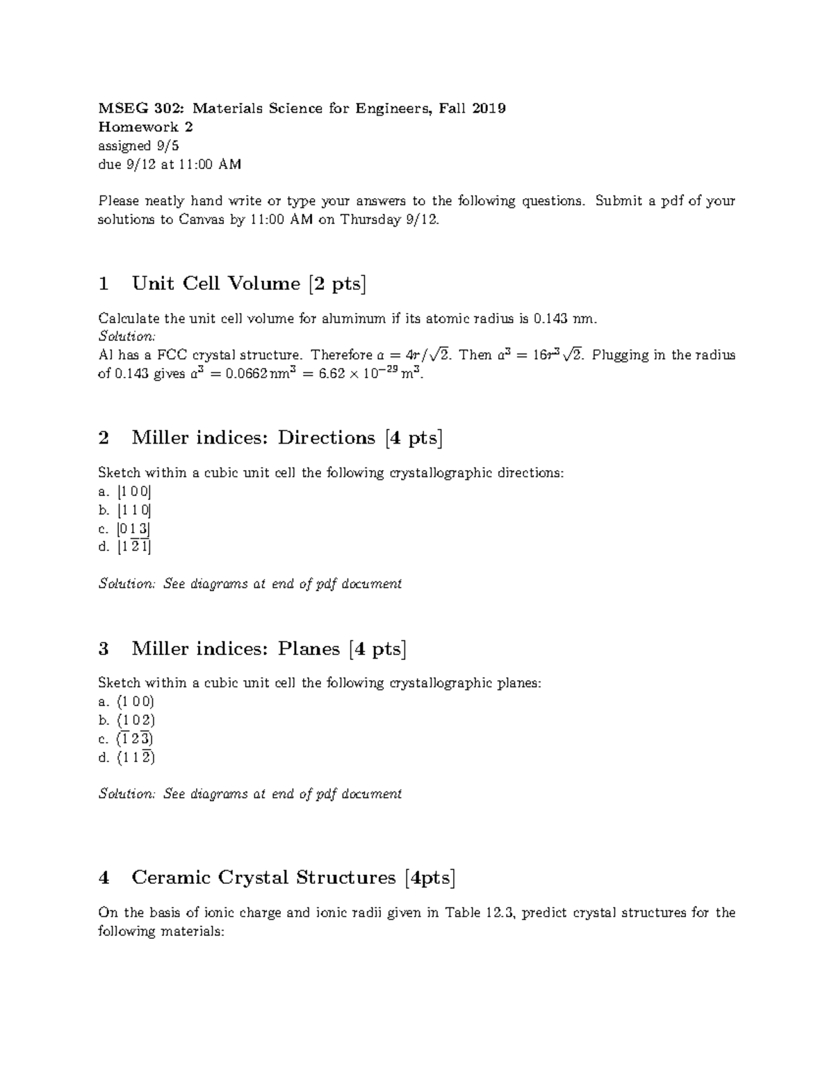 MSEG302 HW2 Solution Fall2019 MSEG 302 Materials Science for