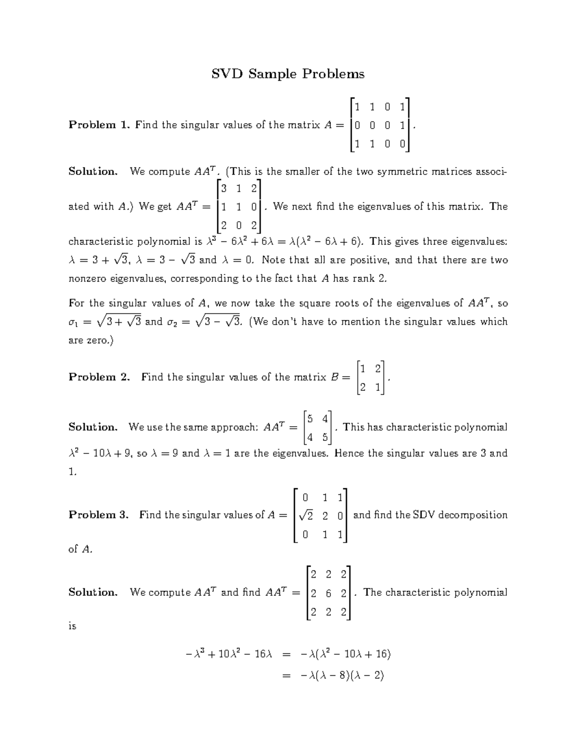 SVDproblems - Machine learning svd problems - SVD Sample Problems ...