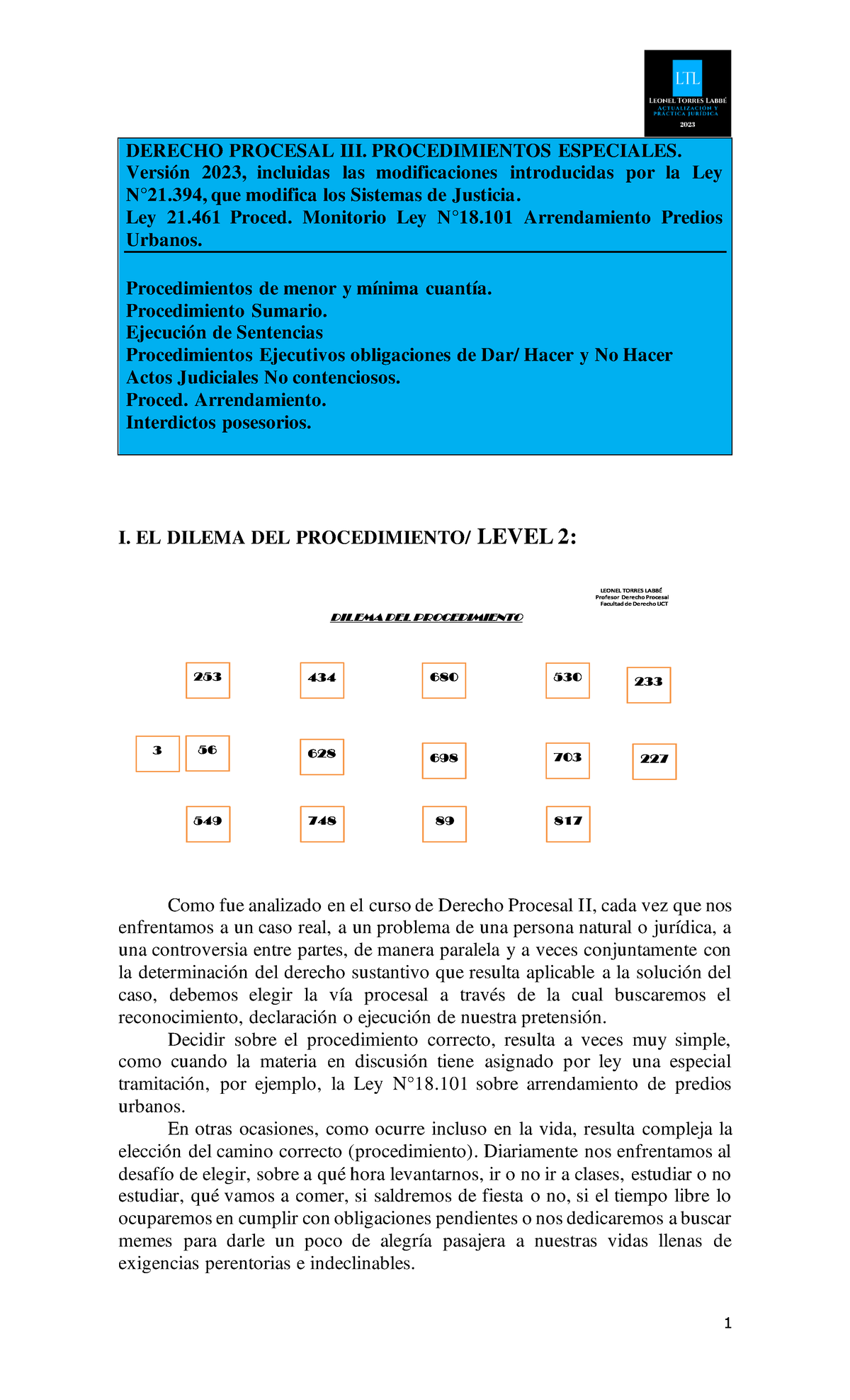 Apuntes Derecho Procesal III Prof. Leonel Torres Labbé Versión 2023 ...