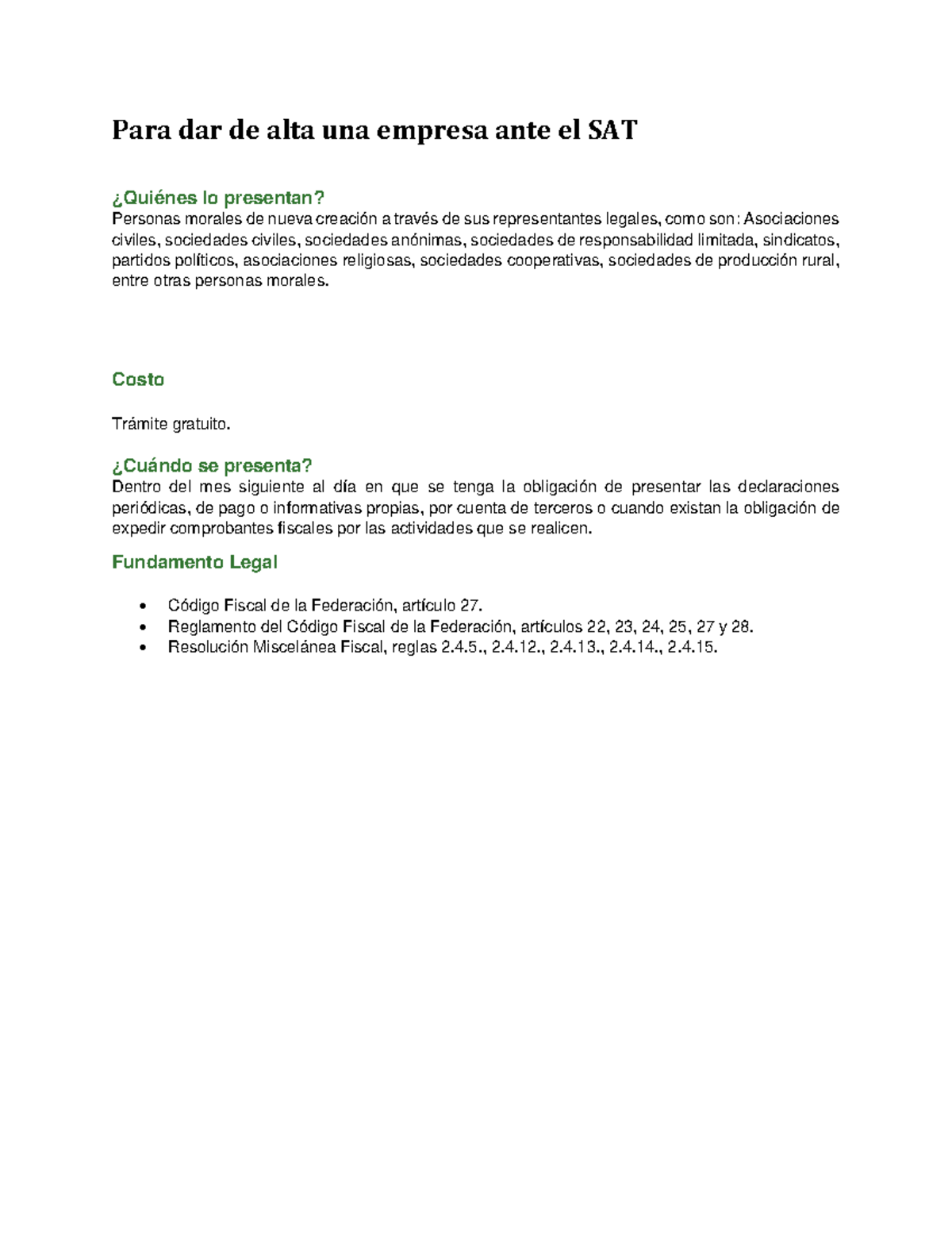 Dar De Alta Una Empresa Ante El Sat Para Dar De Alta Una Empresa Ante El Sat Qui Nes Lo Studocu