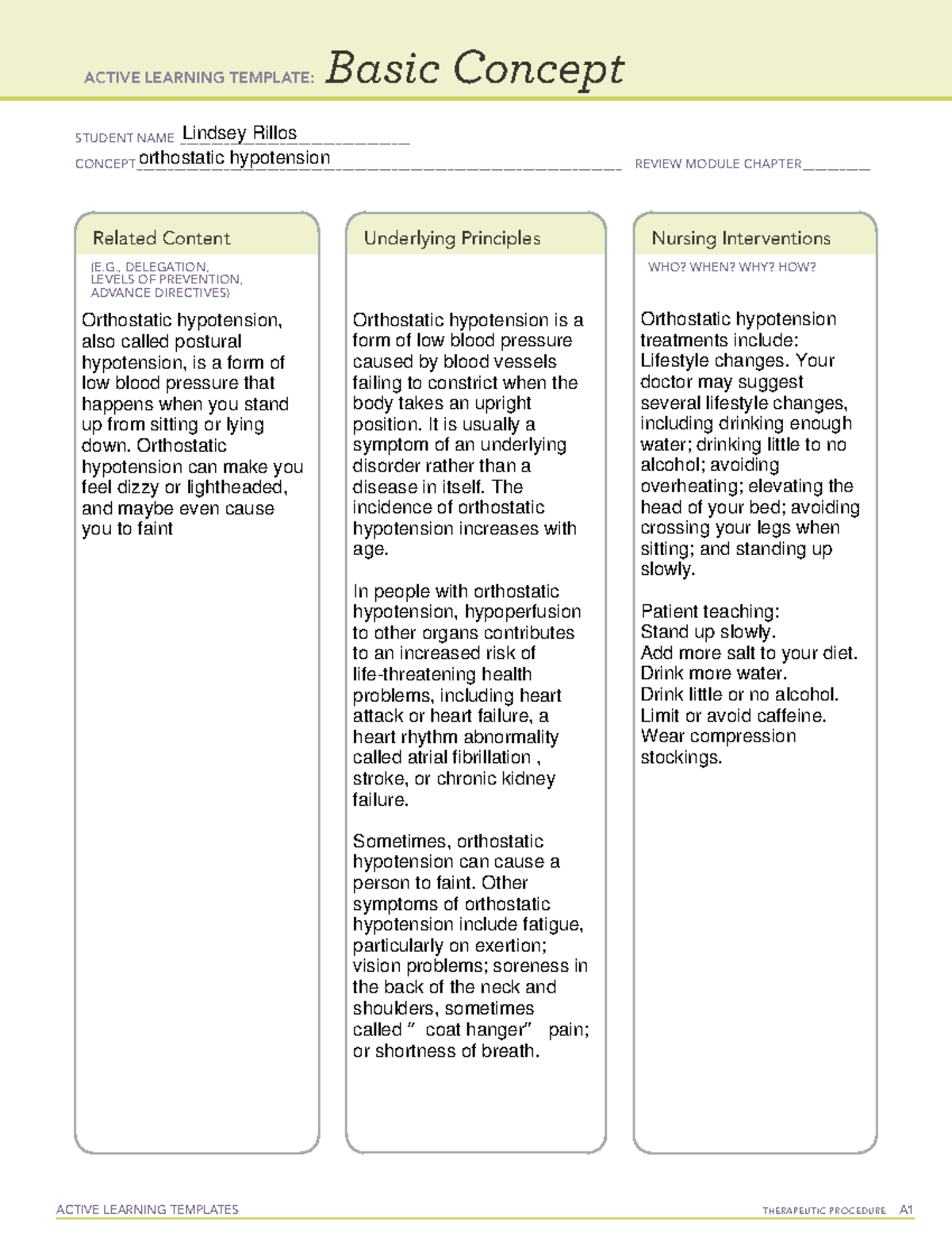 Orhtostatic hypotension - ACTIVE LEARNING TEMPLATES THERAPEUTIC ...