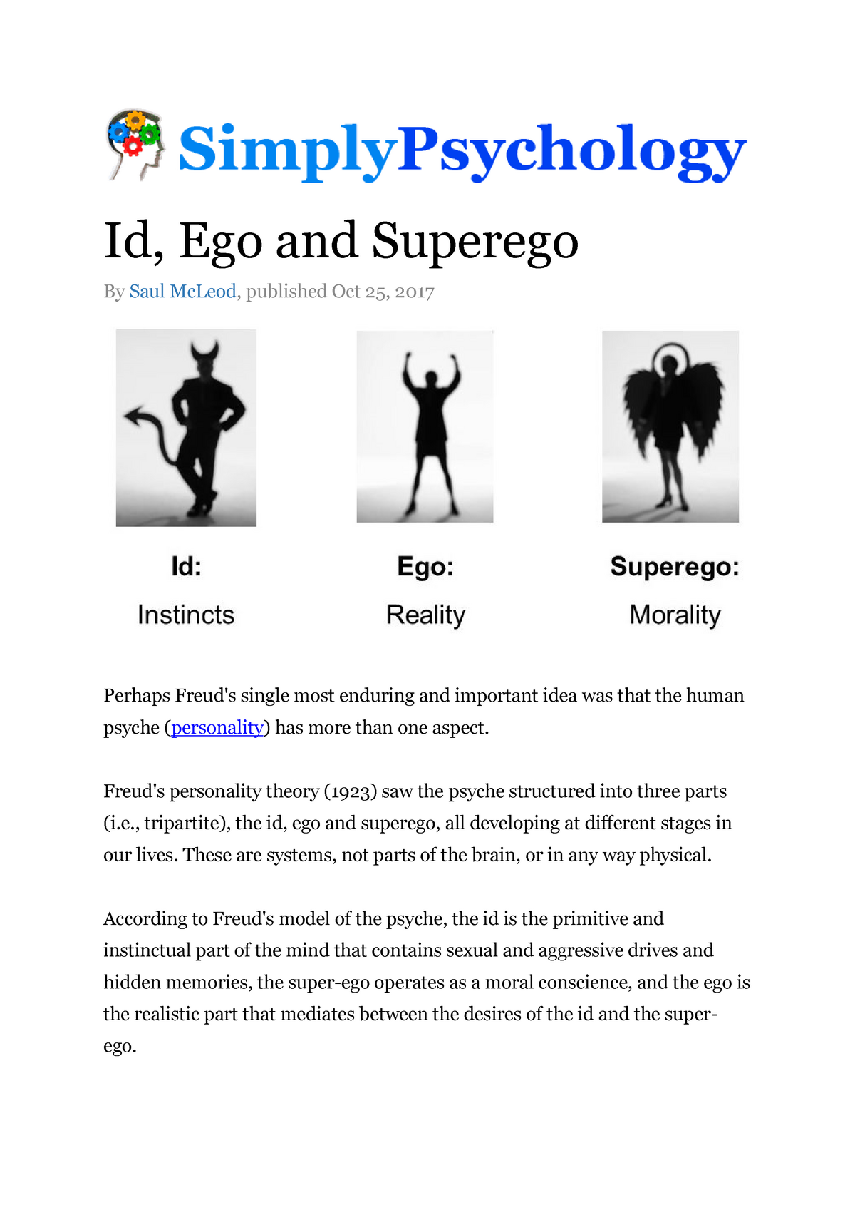 Id Ego And Super Ego Ljopljoljkp Id Ego And Superego By Saul Mcleod Published Oct 25 201