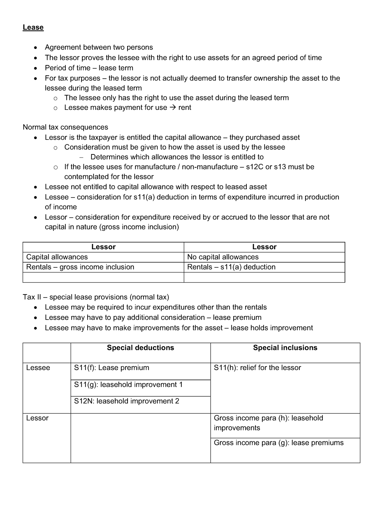 Leases Taxation - Lease Agreement between two persons The lessor proves ...