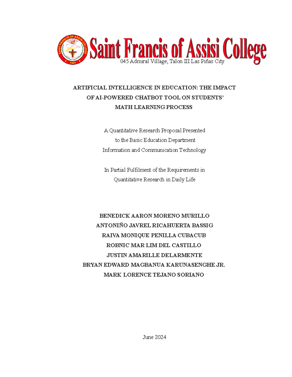 Revised CHAP 1 AND 2 goodluck 045 Admiral Village, Talon III Las