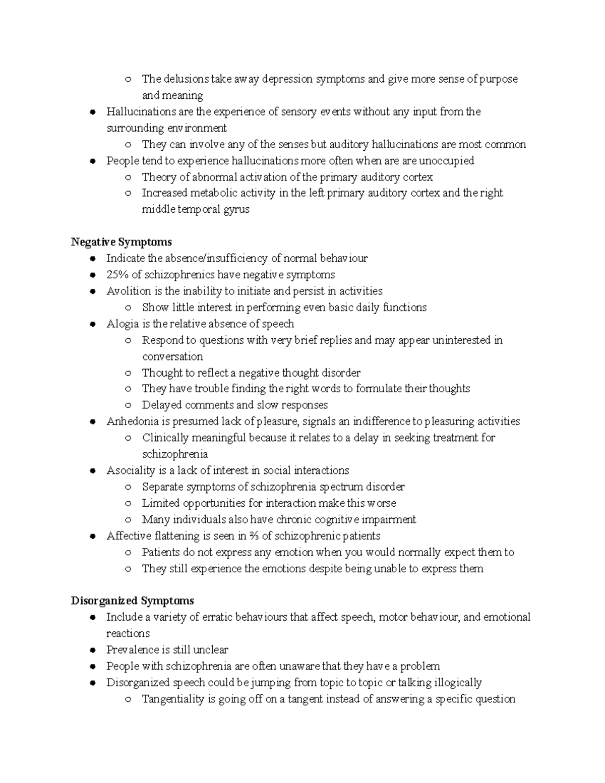 Psy3171 lecture notes-20 - The delusions take away depression symptoms ...