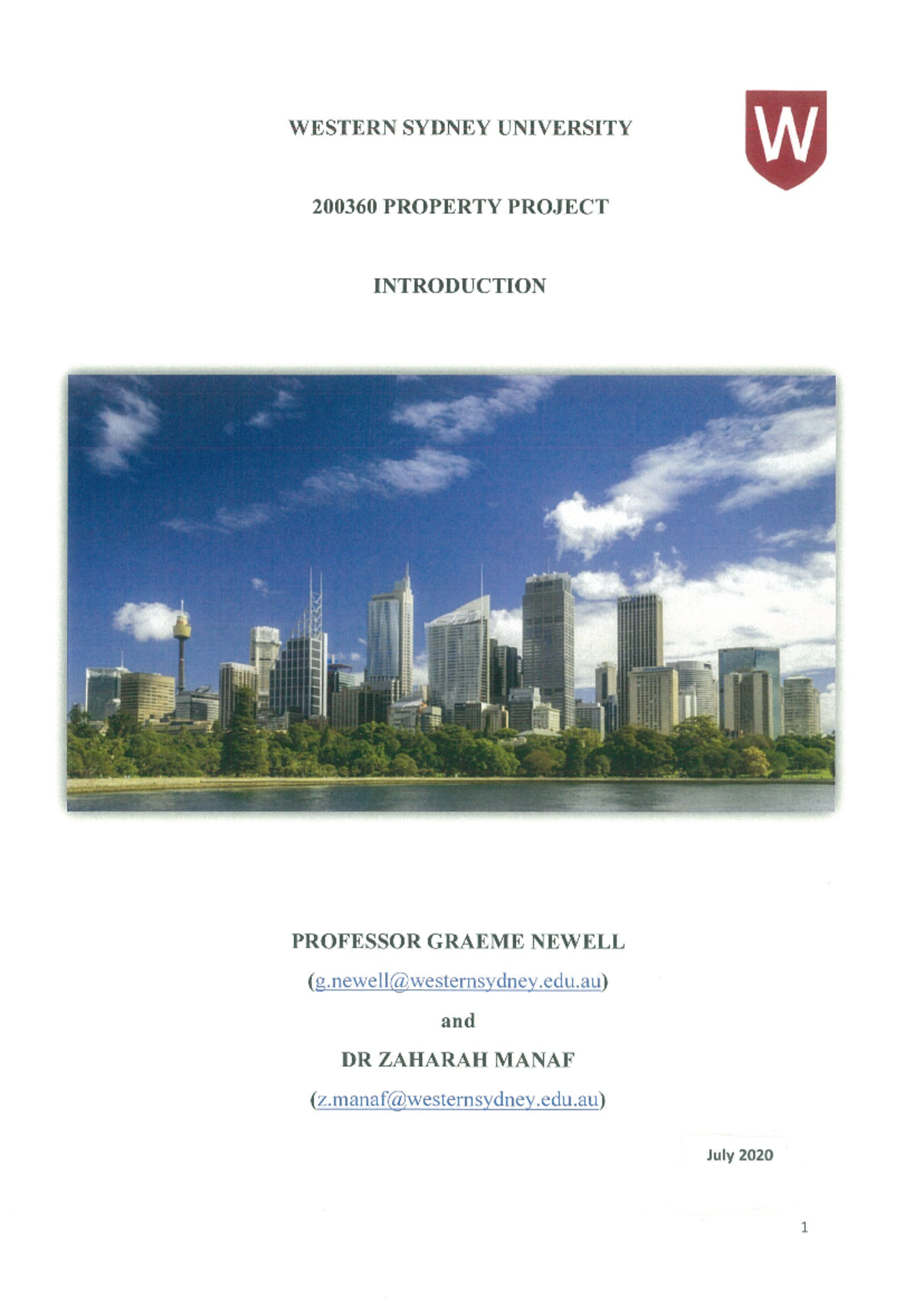 Lecture notes - Description Property Project is the integrating ...