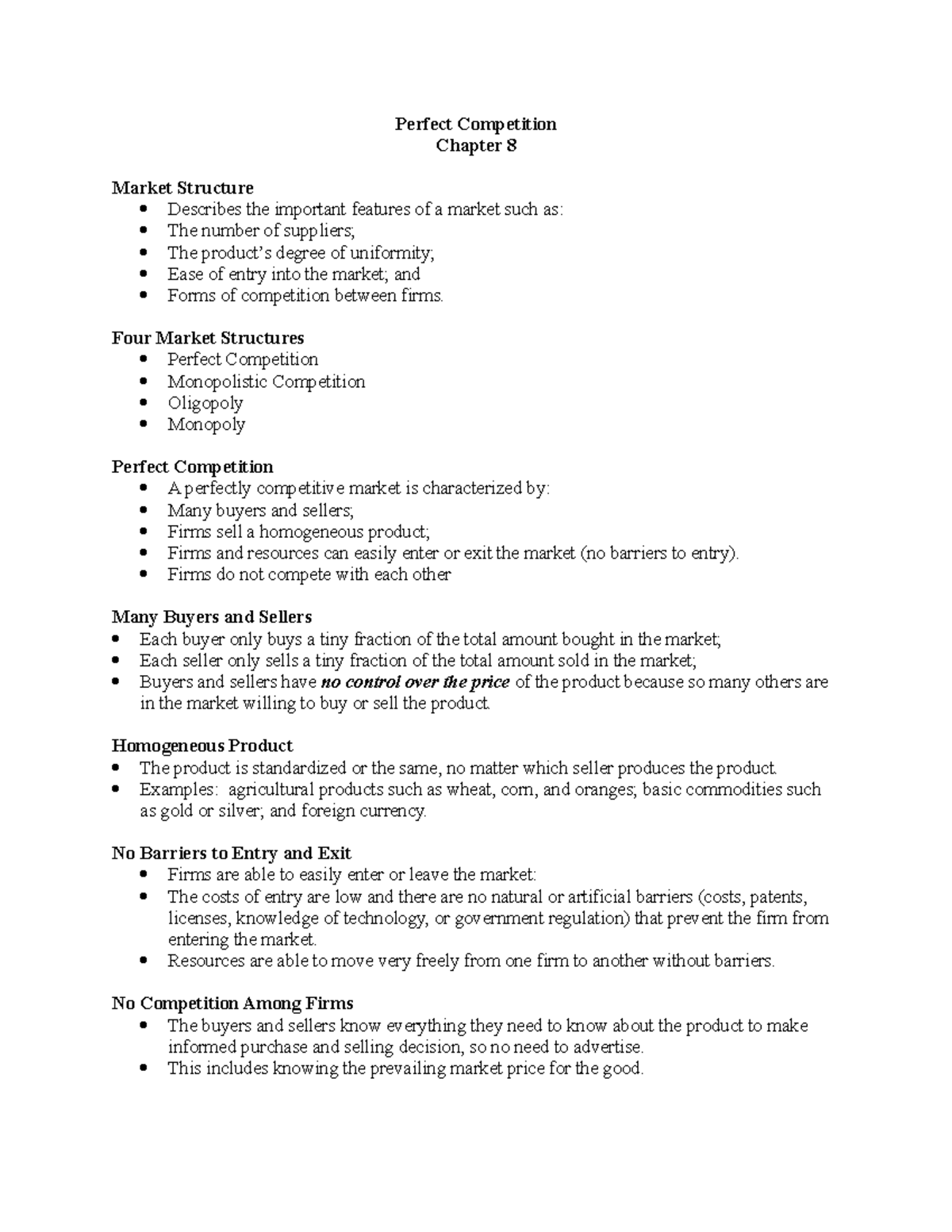 Chapter 8-Perfect Competition-Outline - Perfect Competition Chapter 8 ...