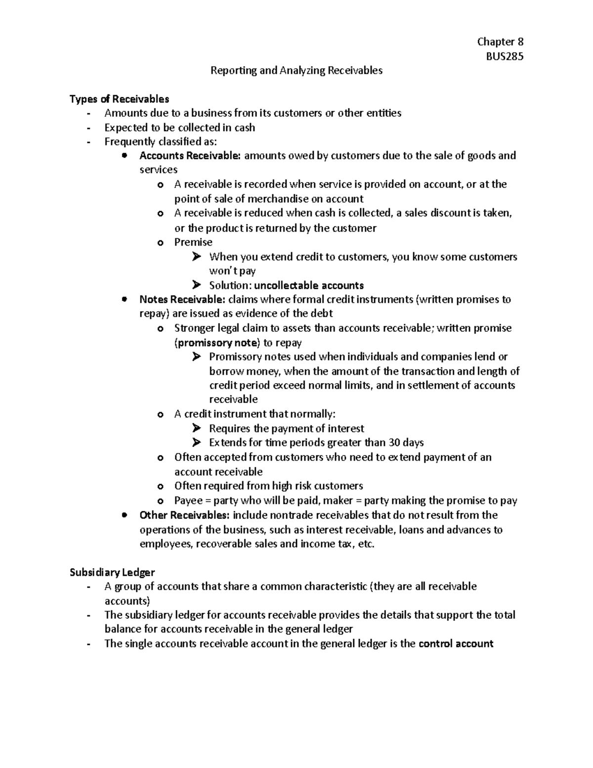 Chapter 8 - Summary Financial Accounting: Tools for Business Decision ...