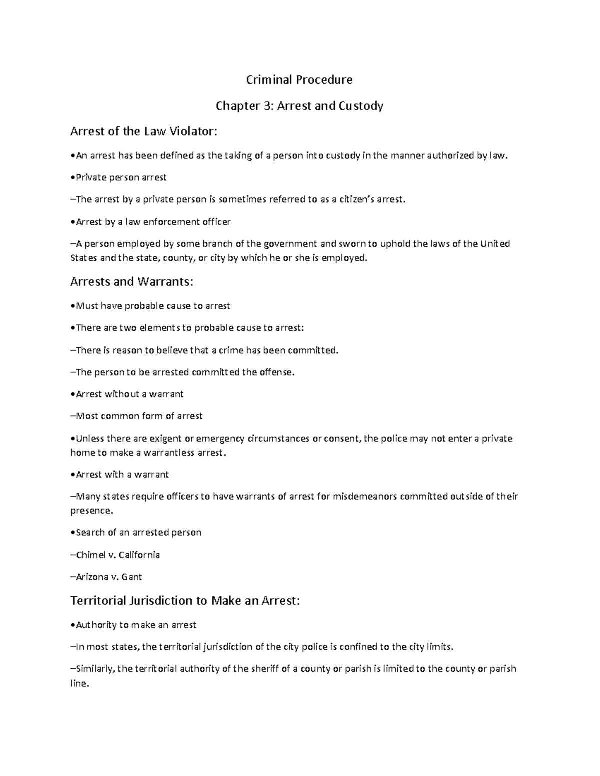 Criminal Procedure 3 - Lecture notes 3 - Warning: TT: undefined ...