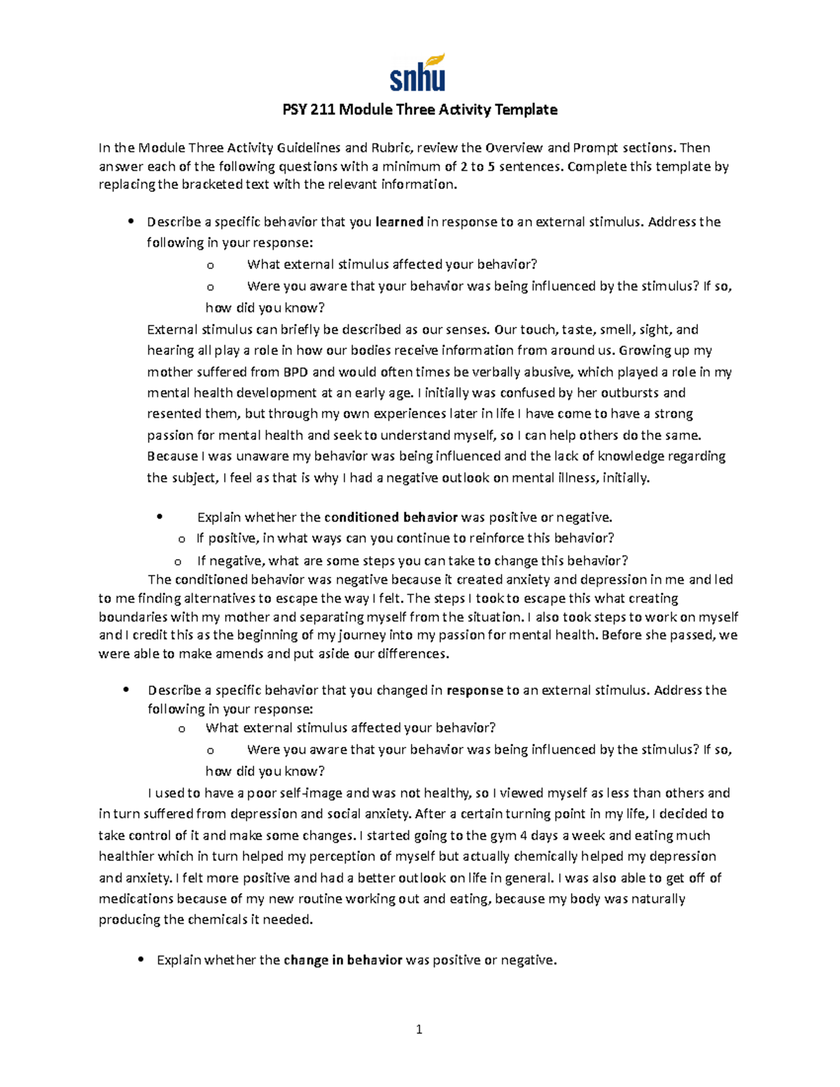 Lifespan Development Week 3 Template - PSY 211 Module Three Activity ...