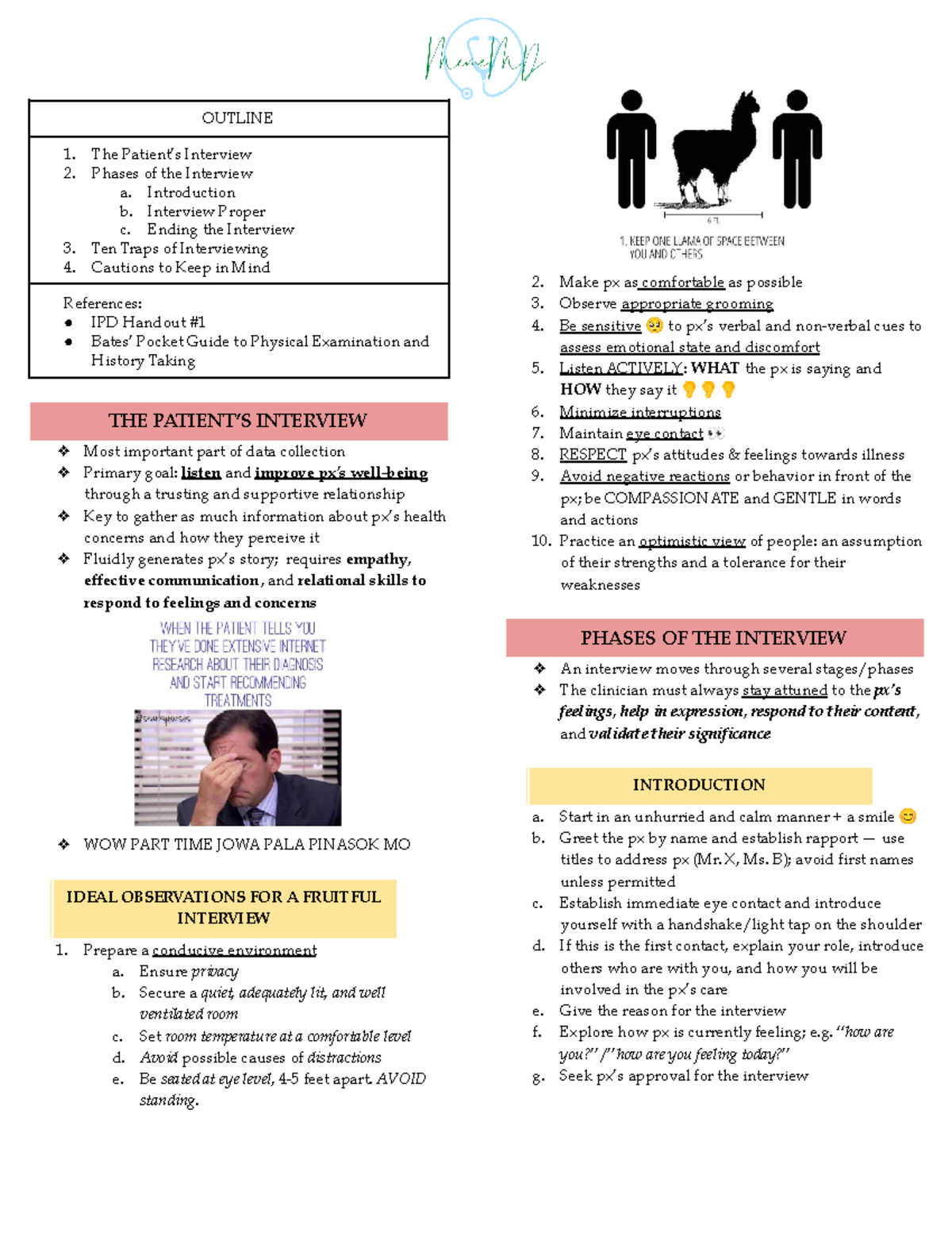 Communication Skills - OUTLINE The Patient’s Interview Phases of the ...