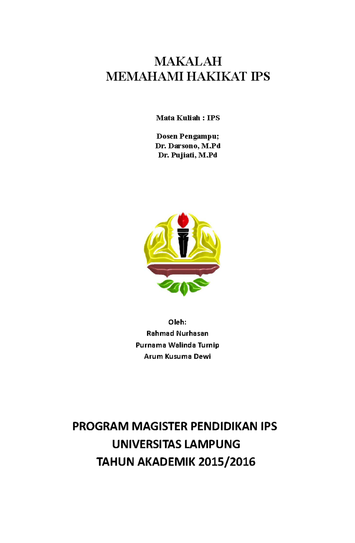 Makalah Memahami Hakikat IPS - MAKALAH MEMAHAMI HAKIKAT IPS Mata Kuliah ...