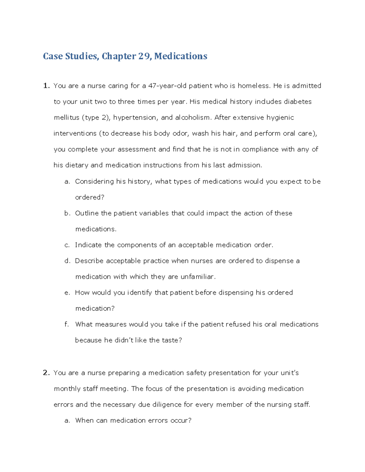 medication case study examples