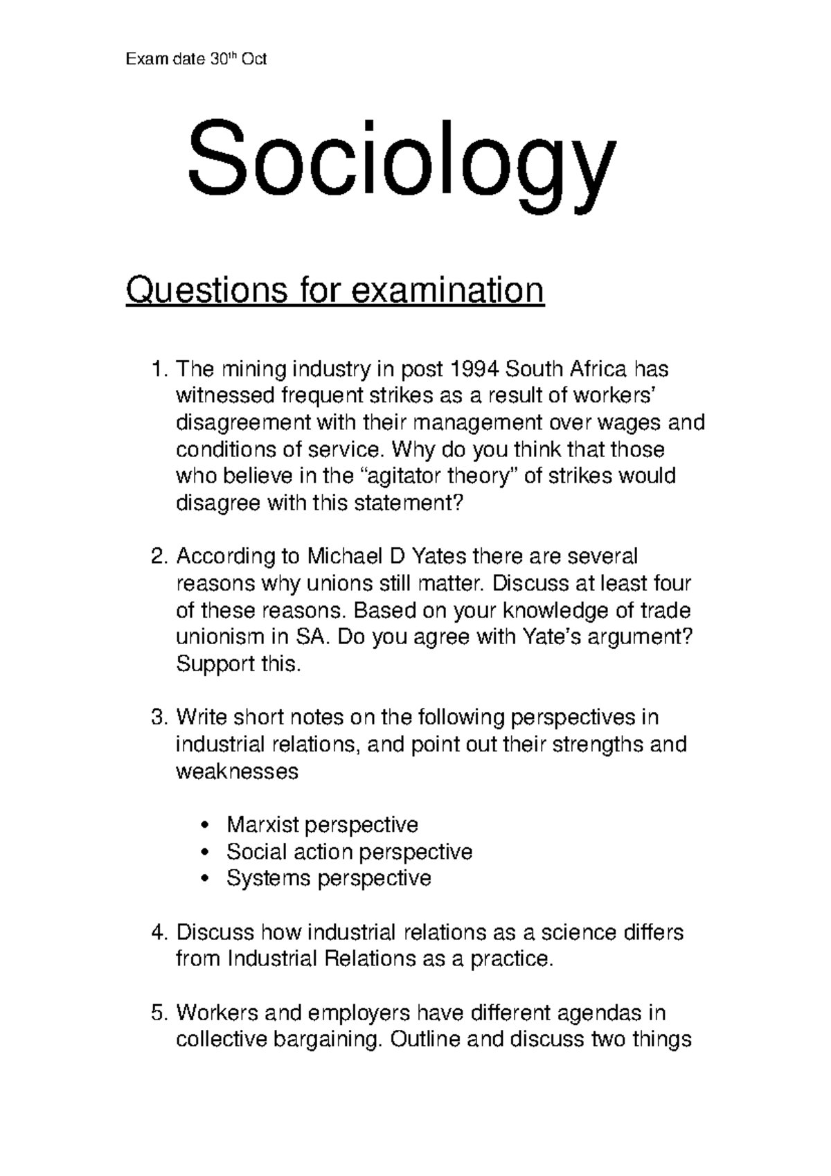 sociology questions for essays