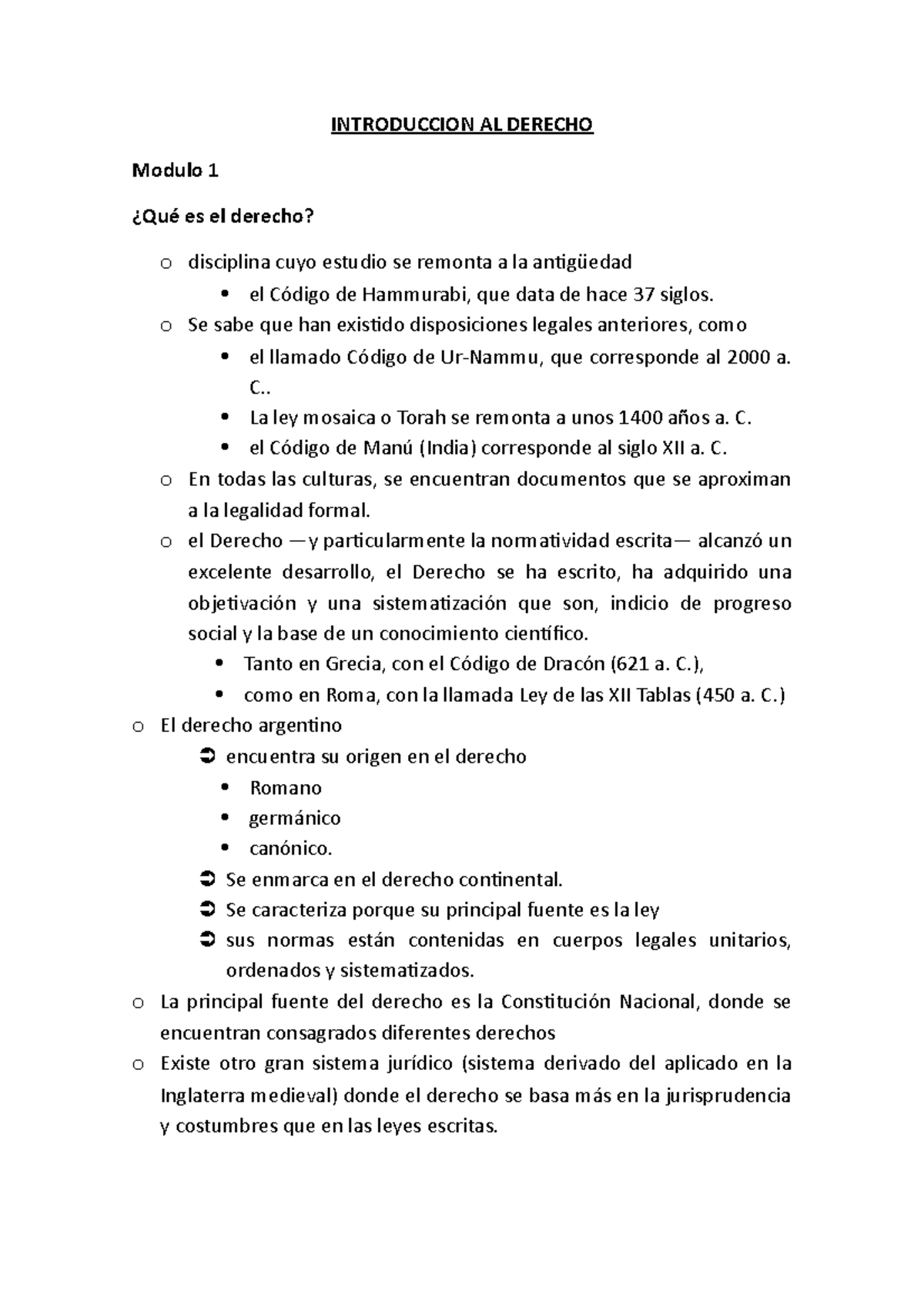 Resumen Derecho M1 - INTRODUCCION AL DERECHO Modulo 1 ¿Qué Es El ...