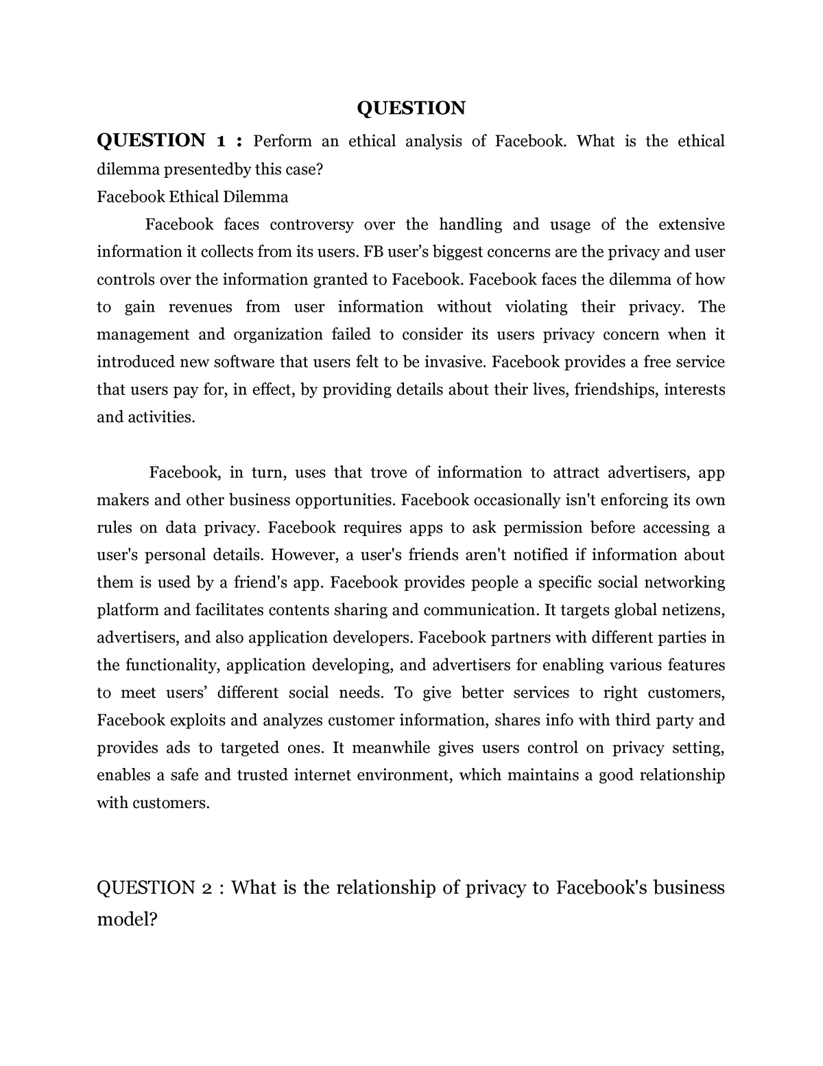 facebook case study questions