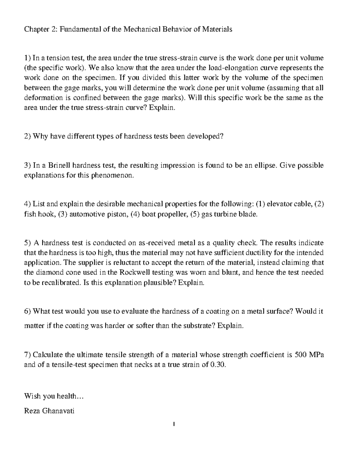 HW-1 - Good Problems To Practice - 1 Chapter 2: Fundamental Of The ...