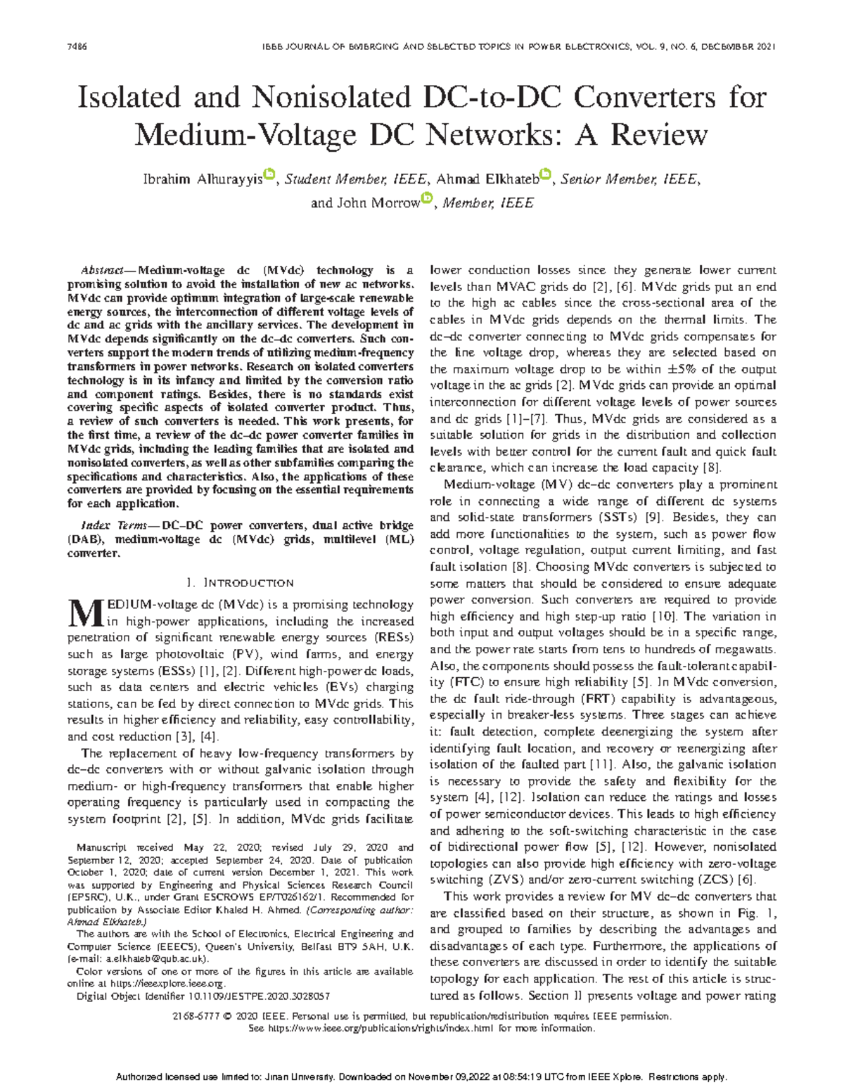 Isolated and Nonisolated DC-to-DC Converters for Medium-Voltage DC ...