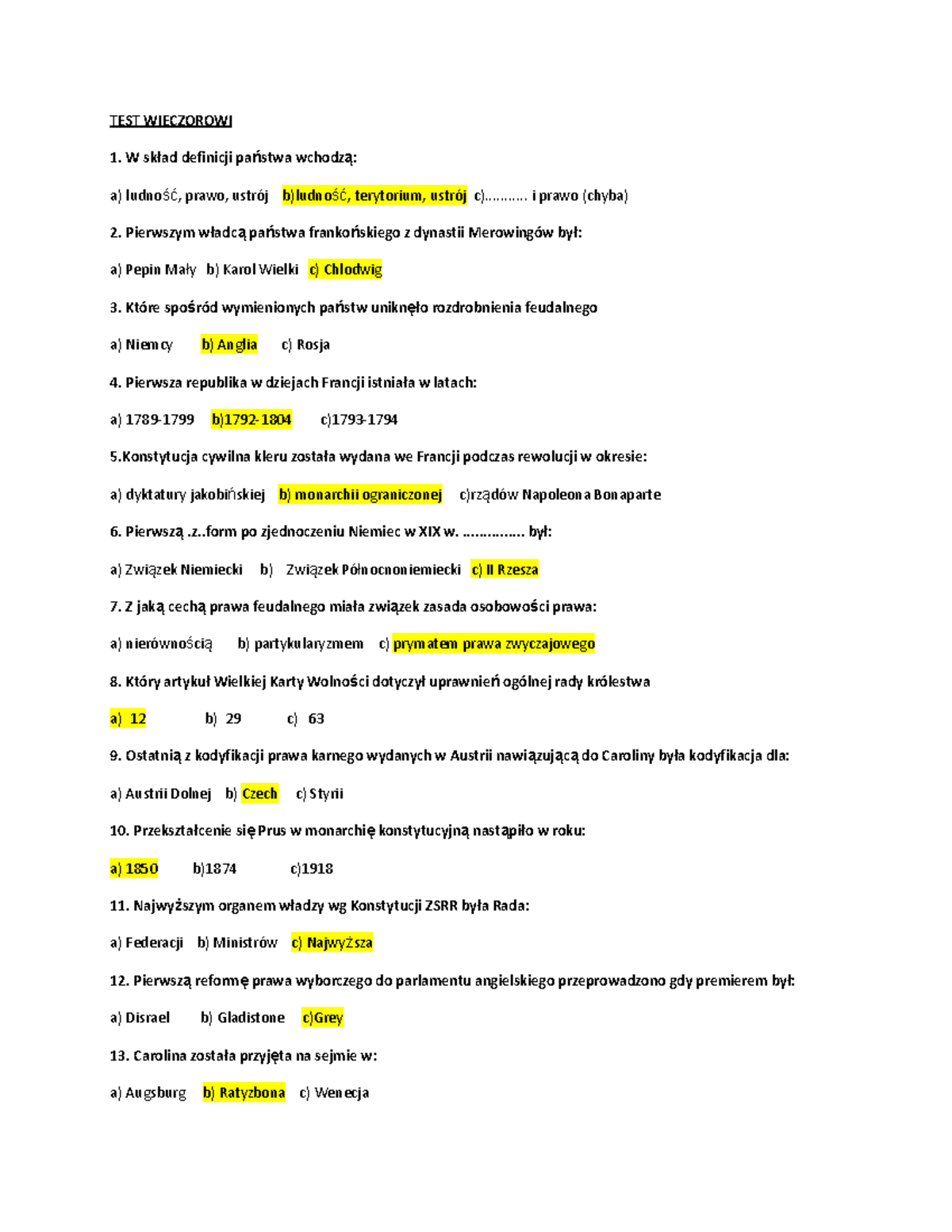 Pytania Z Odpowiedziami Do 4 Dział 7 Klasa Historia