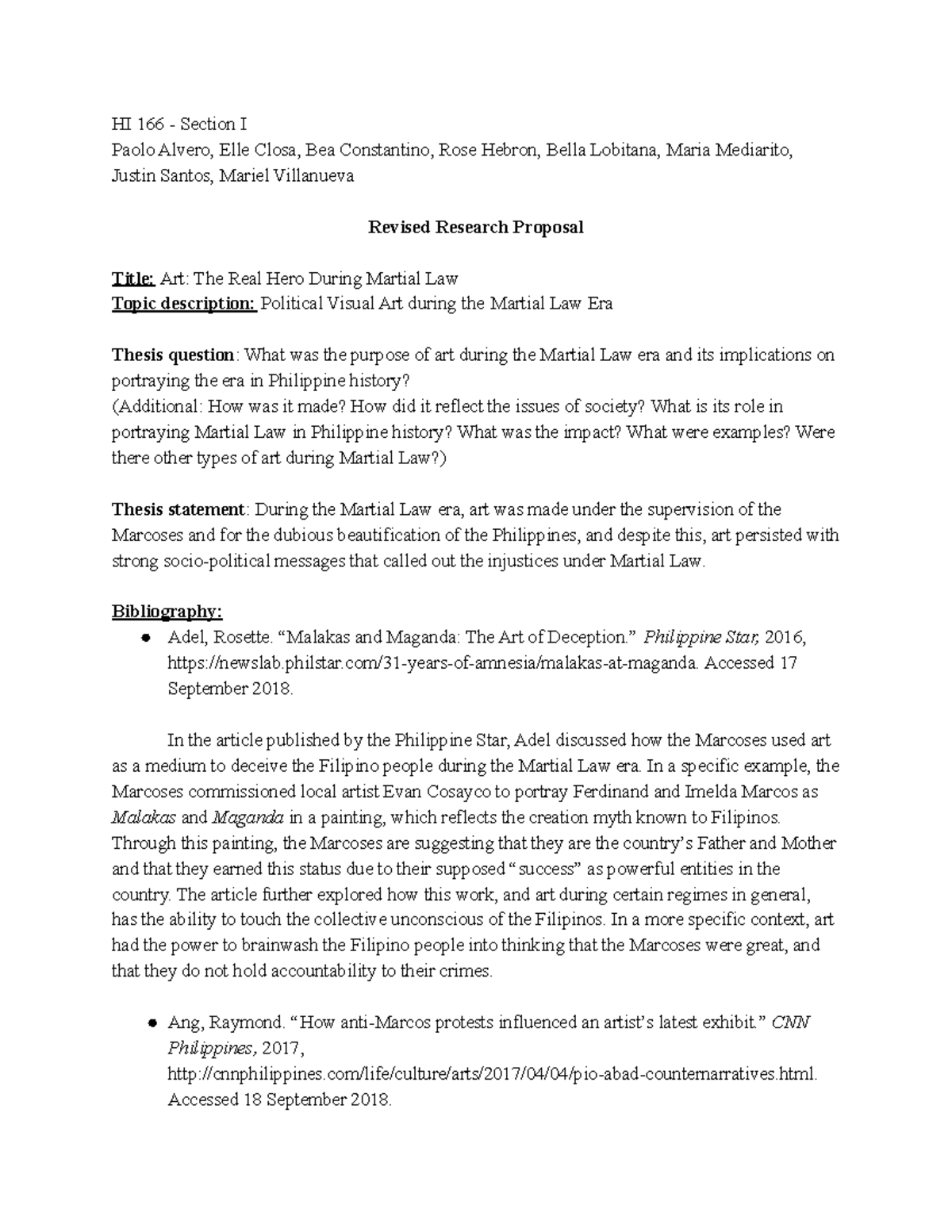 The Real Hero During Martial Law Bibliography Adel, Rosette