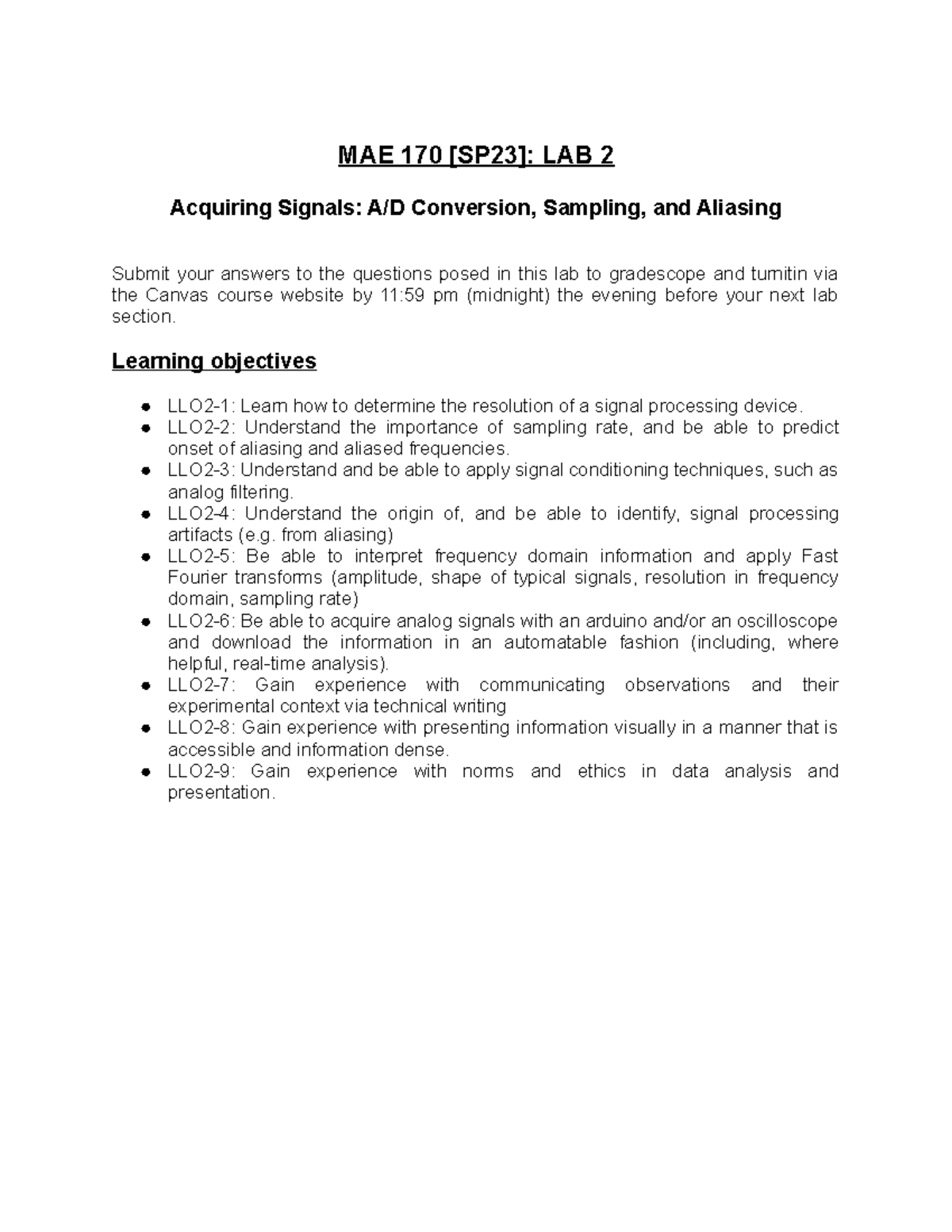 Lab+2+Spring+2023 - Robust summary of materials - Acquiring Signals: A ...