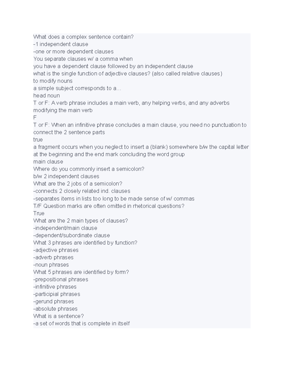 COMS 101 (71) - Lecture Notes - What does a complex sentence contain ...