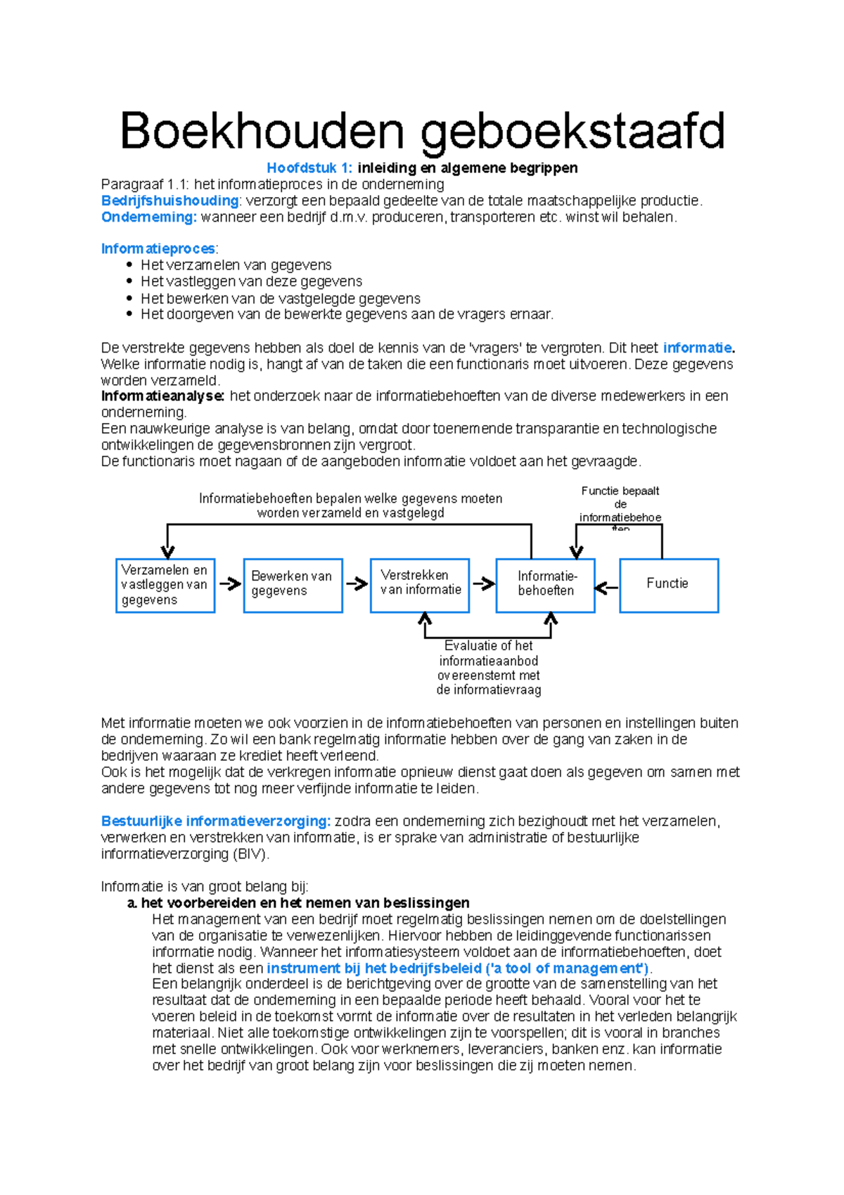 Boekhouden Geboekstaafd Tm H19 - Boekhouden Geboekstaafd Hoofdstuk 1 ...