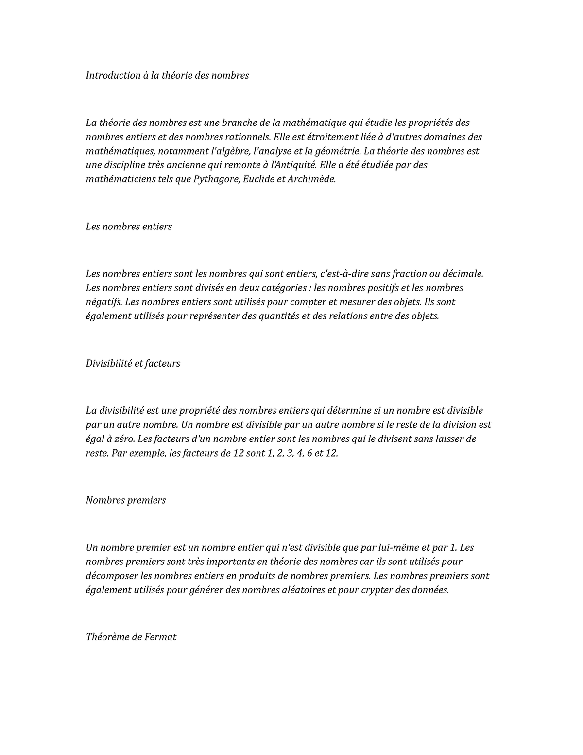 Number theory - Introduction à la théorie des nombres La théorie des ...