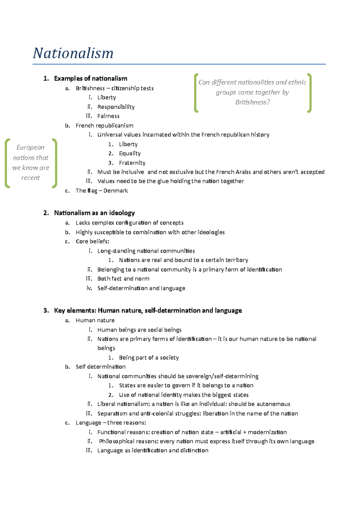 Nationalism Week 11 Nationalism 1. Examples of nationalism European