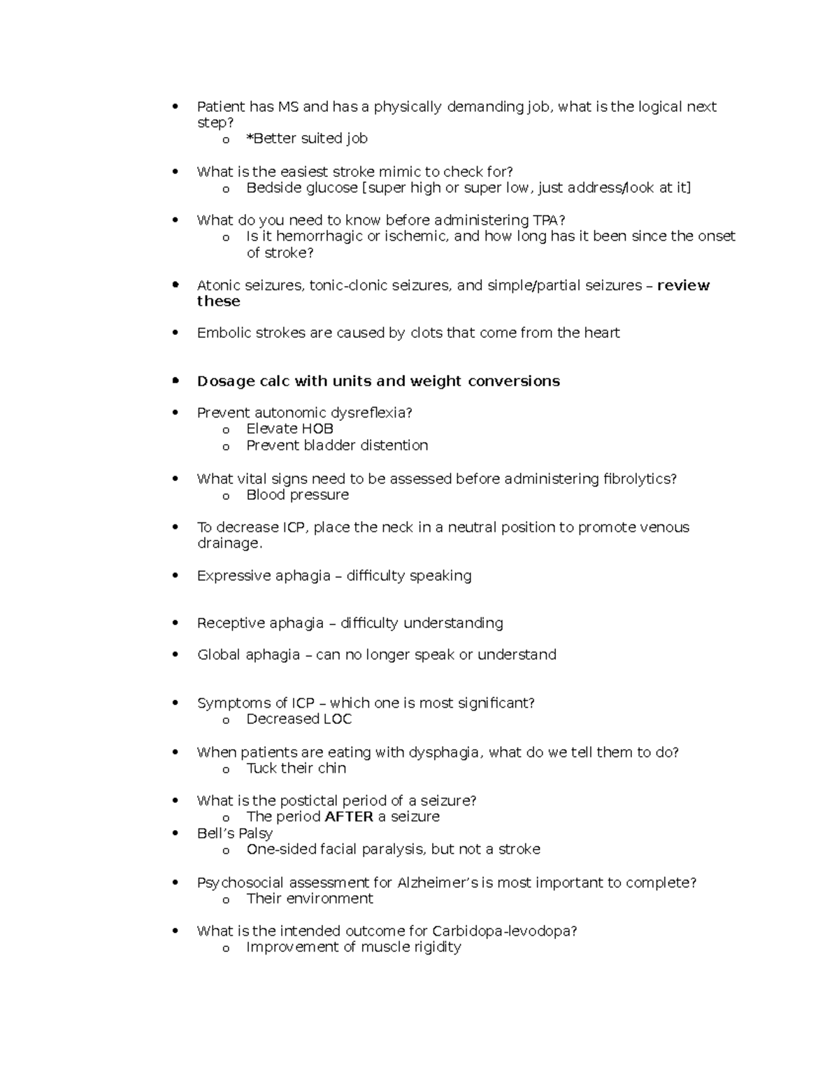 MDC4 Exam 1 Study Guide Patient has MS and has a physically demanding