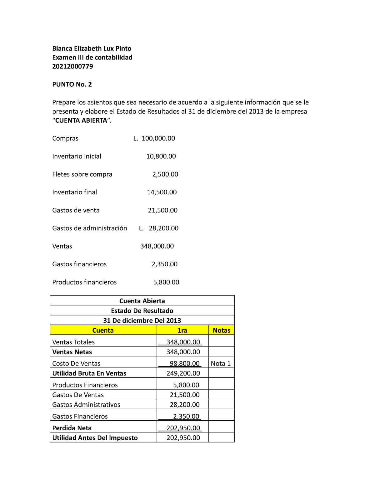 Examen III Ejercicio 2 - Tarea - Blanca Elizabeth Lux Pinto Examen III ...