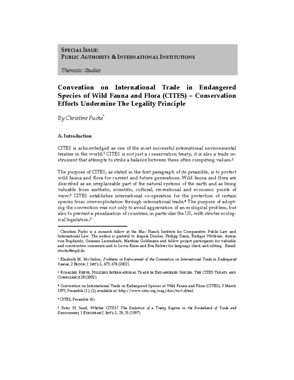 Convention on international trade in endangered species of wild fauna ...